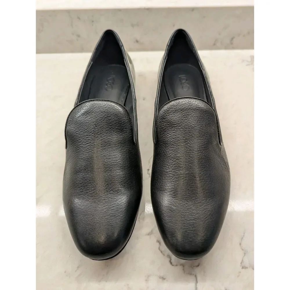 LOGO Meryl Leather Slip on Loafers Black/Pewter Patent 8.5 NEW Lori Goldstein